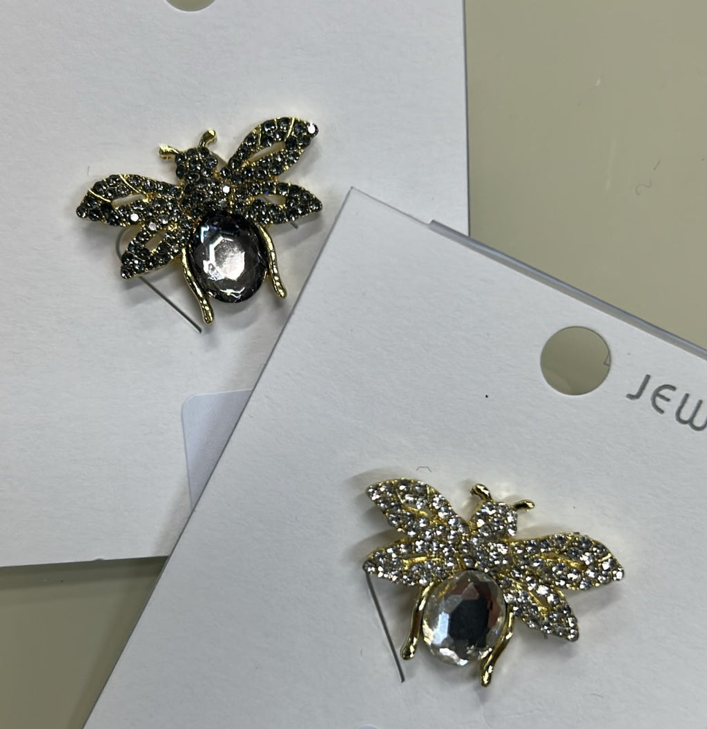 Broche bóton Pequeno Abelha Cravejada (12 peças 6 de cada cor)