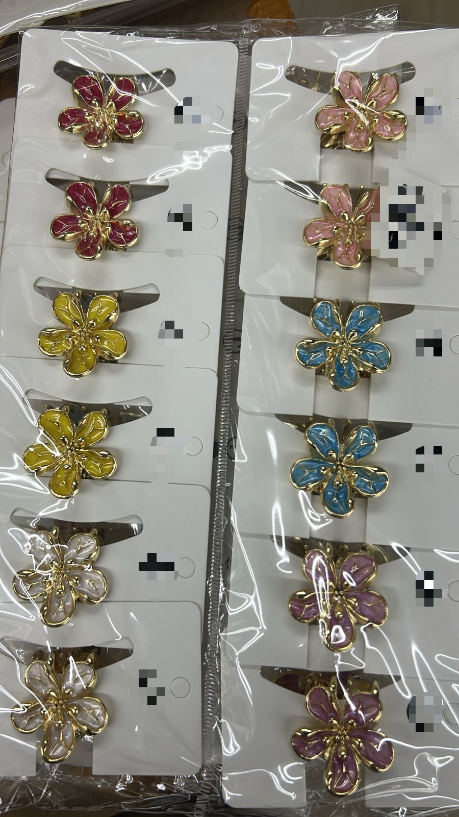 Pregadeira p metal esmaltado flor (12 peças 2 de cada cor)