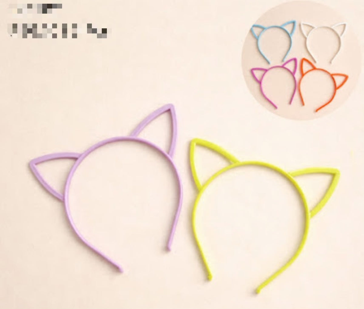 Tiara orelha gatinha de plástico (6 peças)