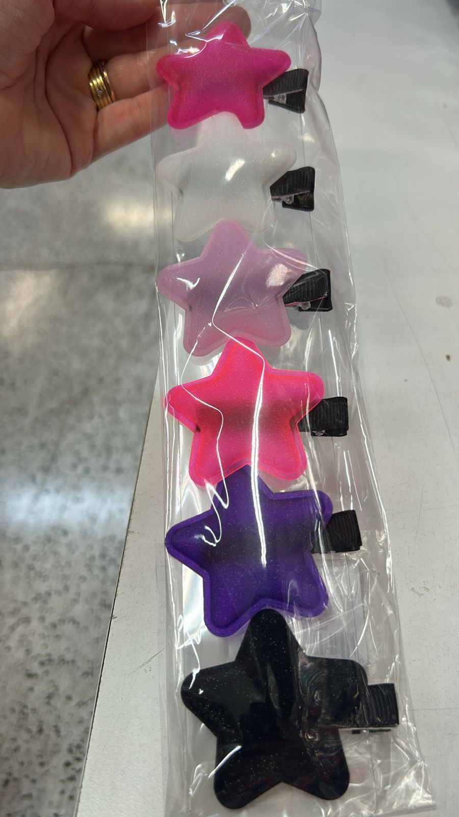 Hair clip aplique jelly médio infantil estrela (6 peças)