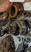 Xuxinha de meia grande cores básicas e estampa animal print (12 cartelas com 6 peças cada)