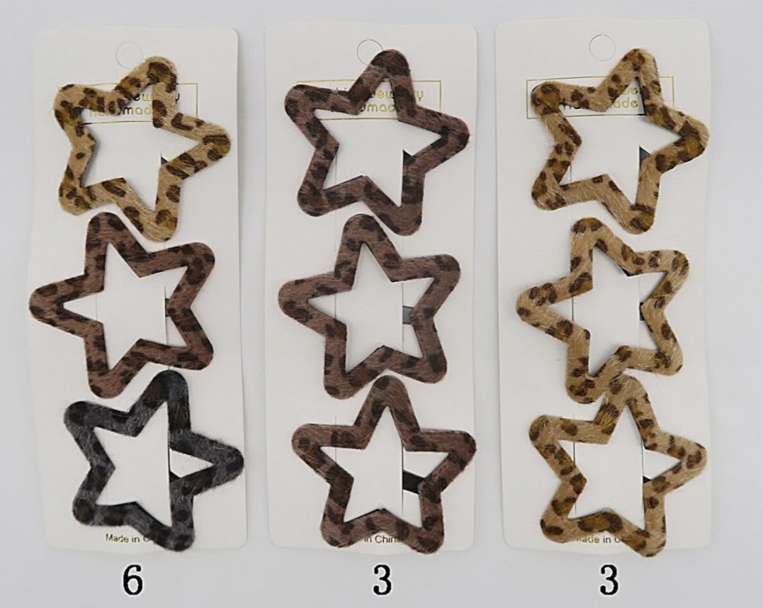 Tic tac estrelinha animal print (12 cartelas com 3 peças cada)