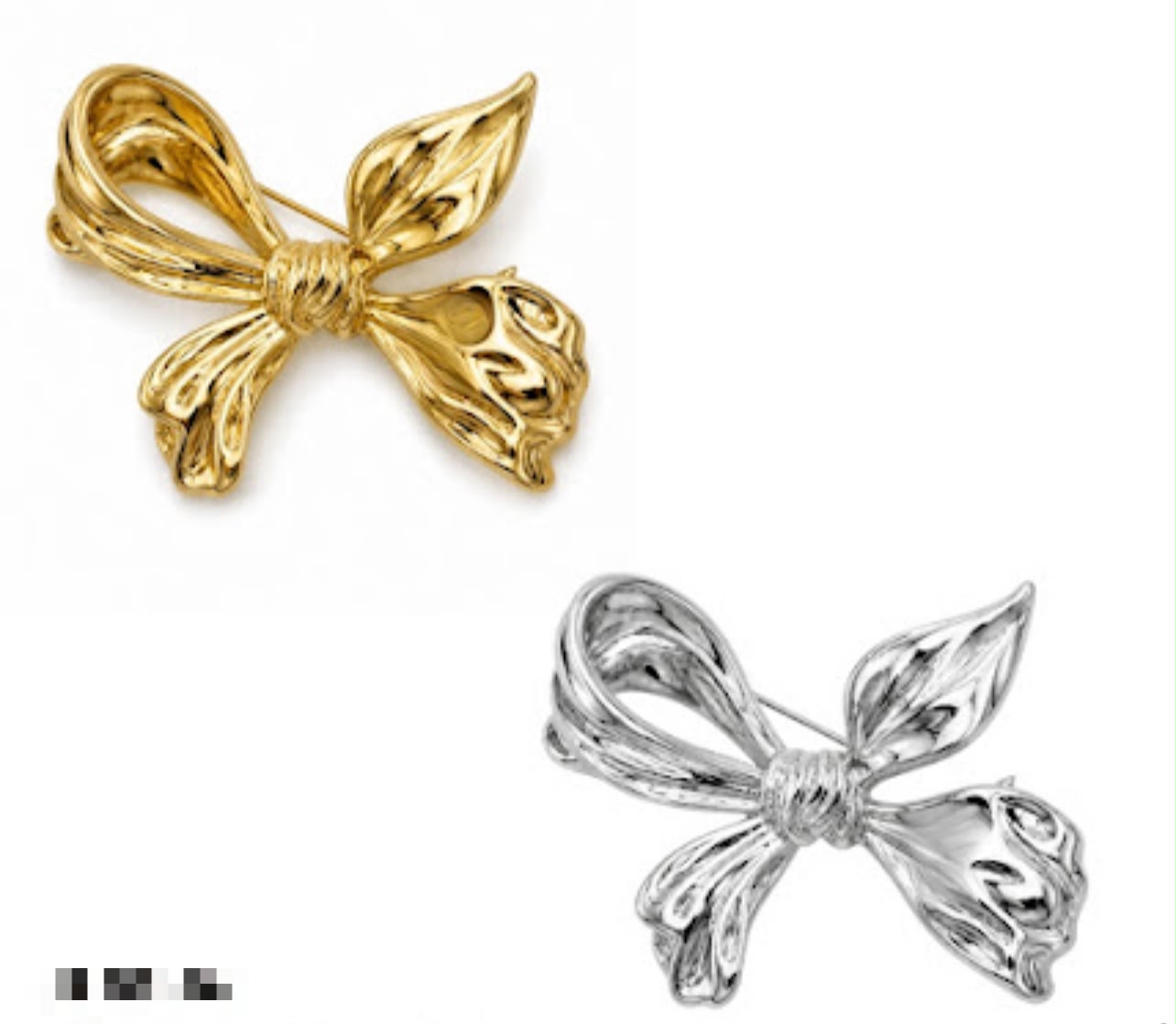 Broche agulha laços drapeados 5cm (12 peças 6 douradas e 6 pratas)