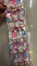 Cartela com hair clip, Tic Tac e xuxinha Hello Kitty (10 kits com 3 peças cada)