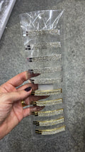 Grampo de cabelo fileira strass (20 peças 10 douradas e 10 pratas)