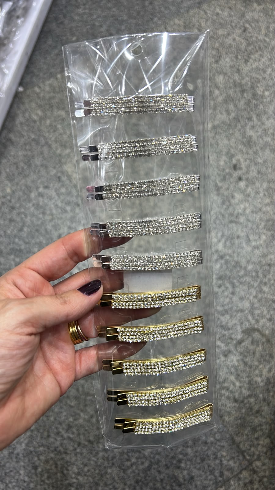 Grampo de cabelo fileira strass (20 peças 10 douradas e 10 pratas)