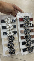 Hair clip base acetato e aplique camélia (12 peças)