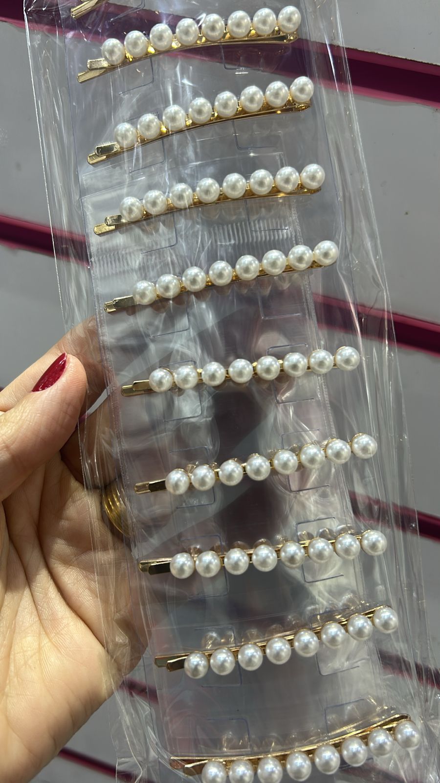 Grampo de cabelo com pérolas (10 peças)