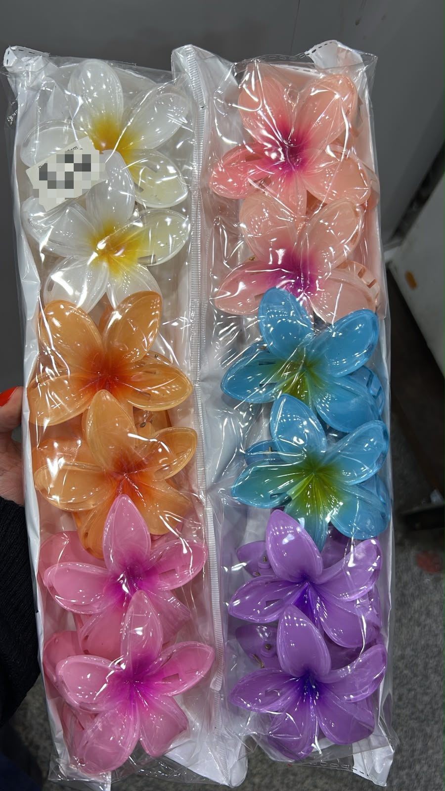 Pregadeira g poliéster flor havaiana (12 peças 2 de cada cor)