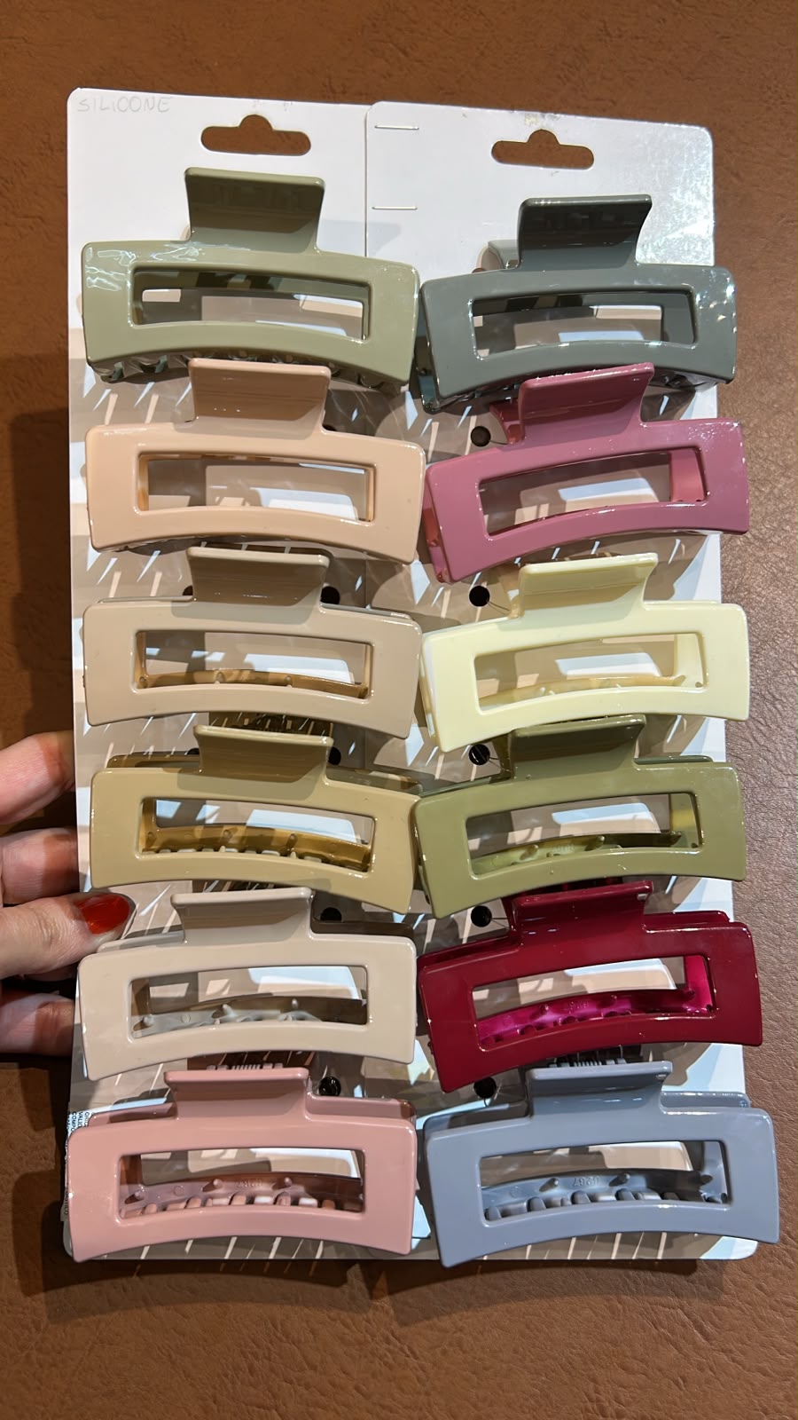 Pregadeira g silicone brilhante retangular vazado (12 peças variadas)