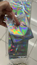 Saco zip holográfico com visor 7x10 cm (100 peças)