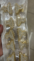 Pregadeira p metal cravejado microperolas e strass meia lua (12 peças)