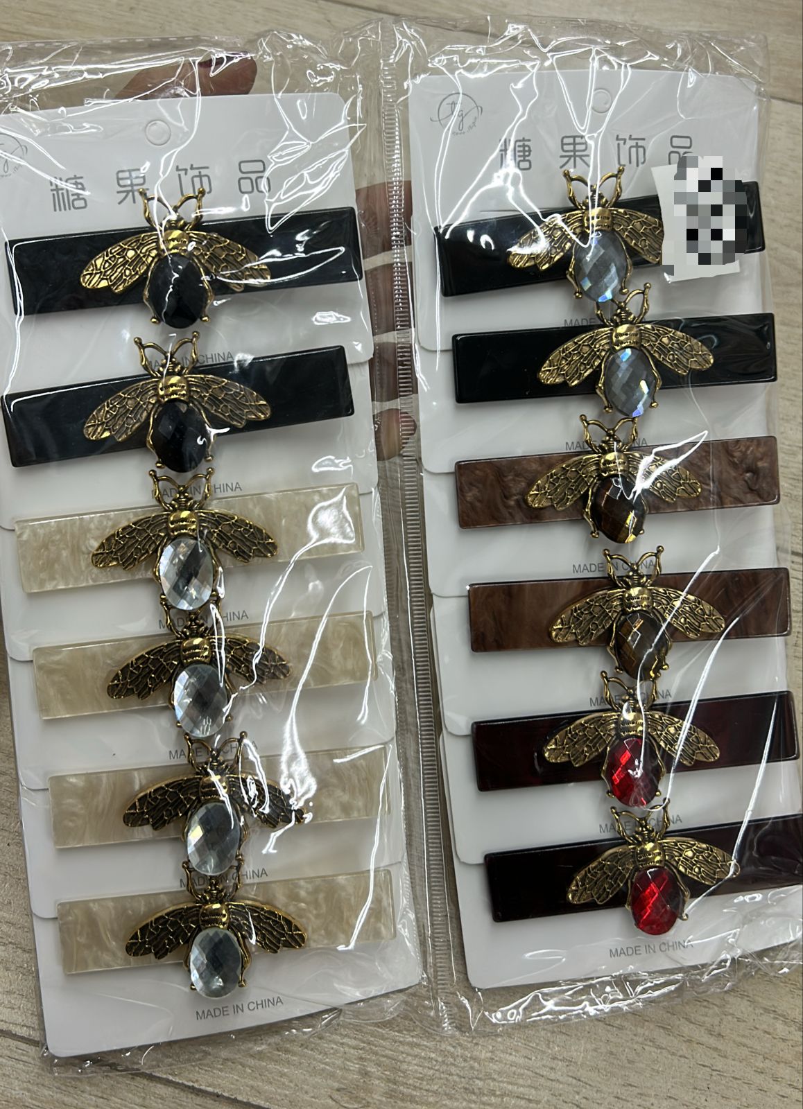 Hair clip base acetato e aplique abelha (12 peças)