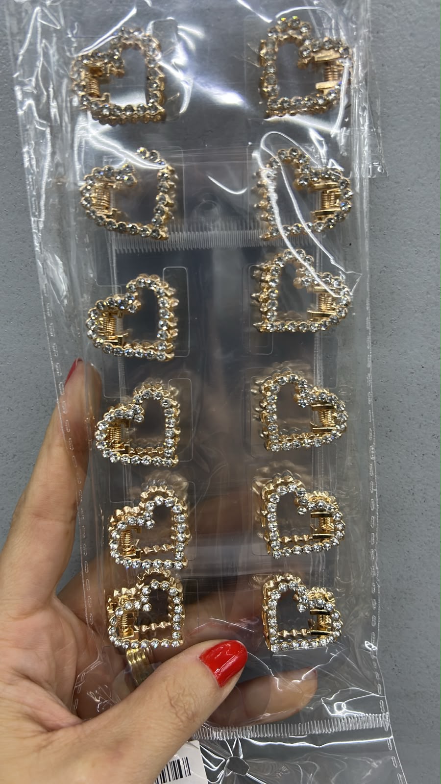 Pregadeira pp metal cravejado strass coração (12 peças) “apenas unidade”