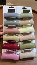 Pregadeira g silicone brilhante retangular mola reforçada (12 peças variadas)
