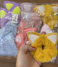 Scrunchies infantil pelinhos com orelhas gatinho (12 peças 2 de cada cor)