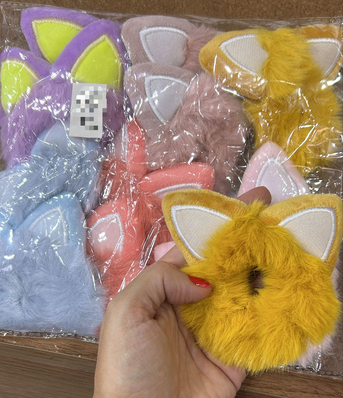 Scrunchies infantil pelinhos com orelhas gatinho (12 peças 2 de cada cor)