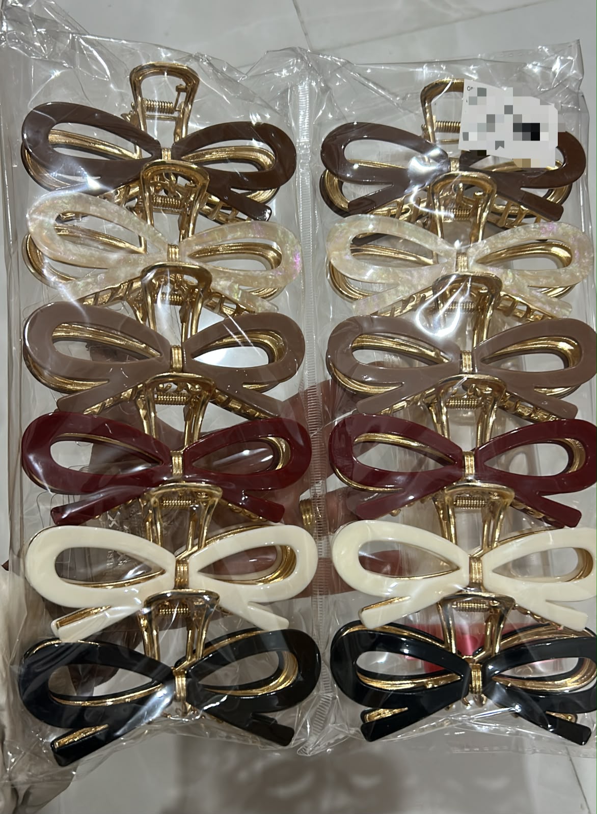 Pregadeira g metal com acetato laço pontas (12 peças 2 de cada cor)