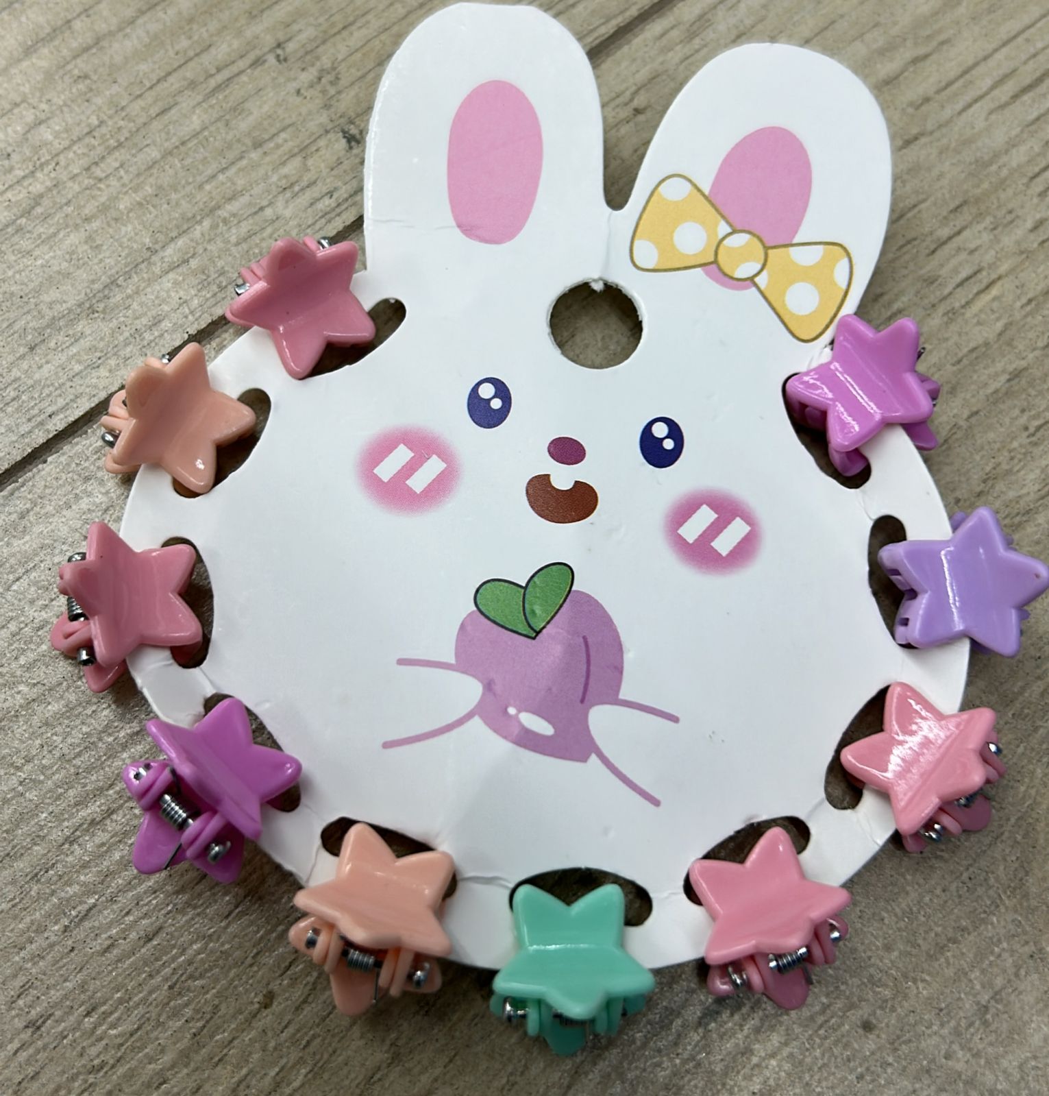 Mini pregadeira infantil estrela (12 cartelas com 10 peças cada)