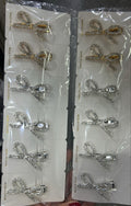 Hair clip laço com pontas cravejado (12 peças 8 pratas e 4 dourados)
