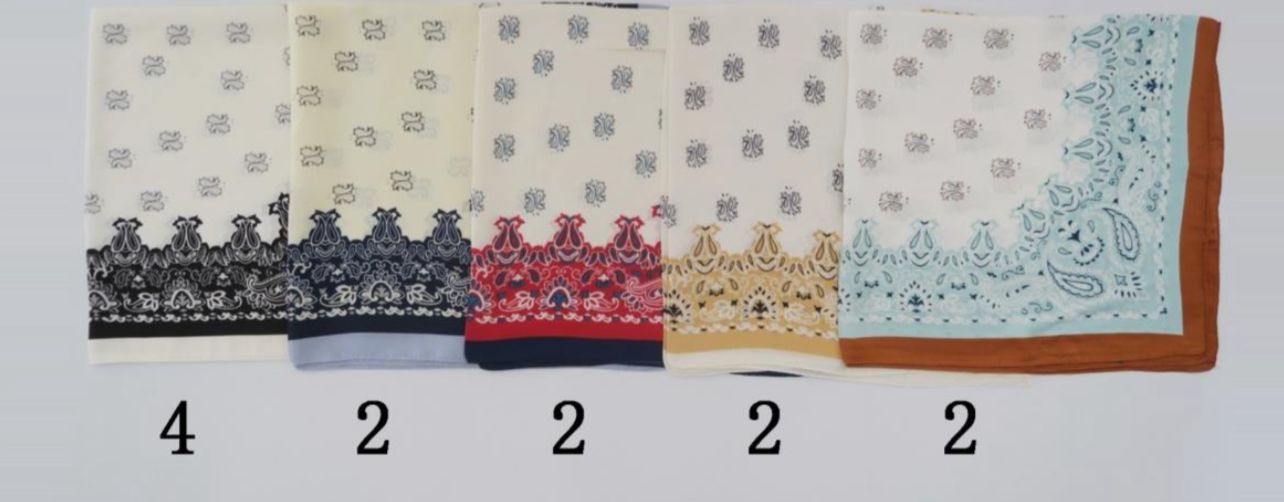 Lenço 70x70 Toque de Seda estampa Paisley (12 peças)