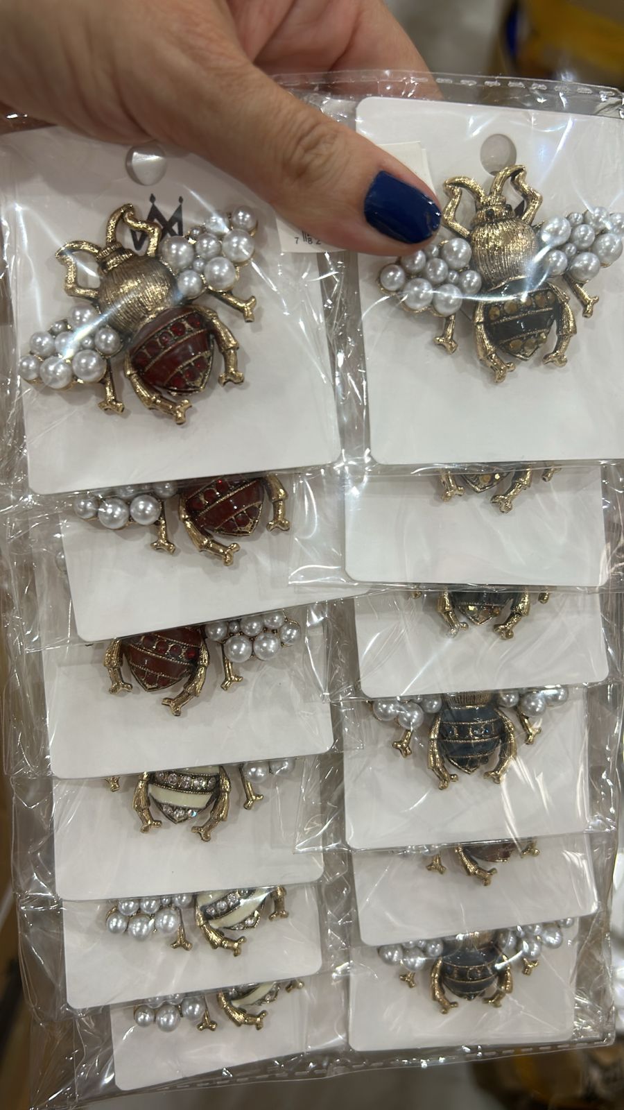 Broche de Imã abelha com asa de pérolas Grande (12 peças cores variadas)