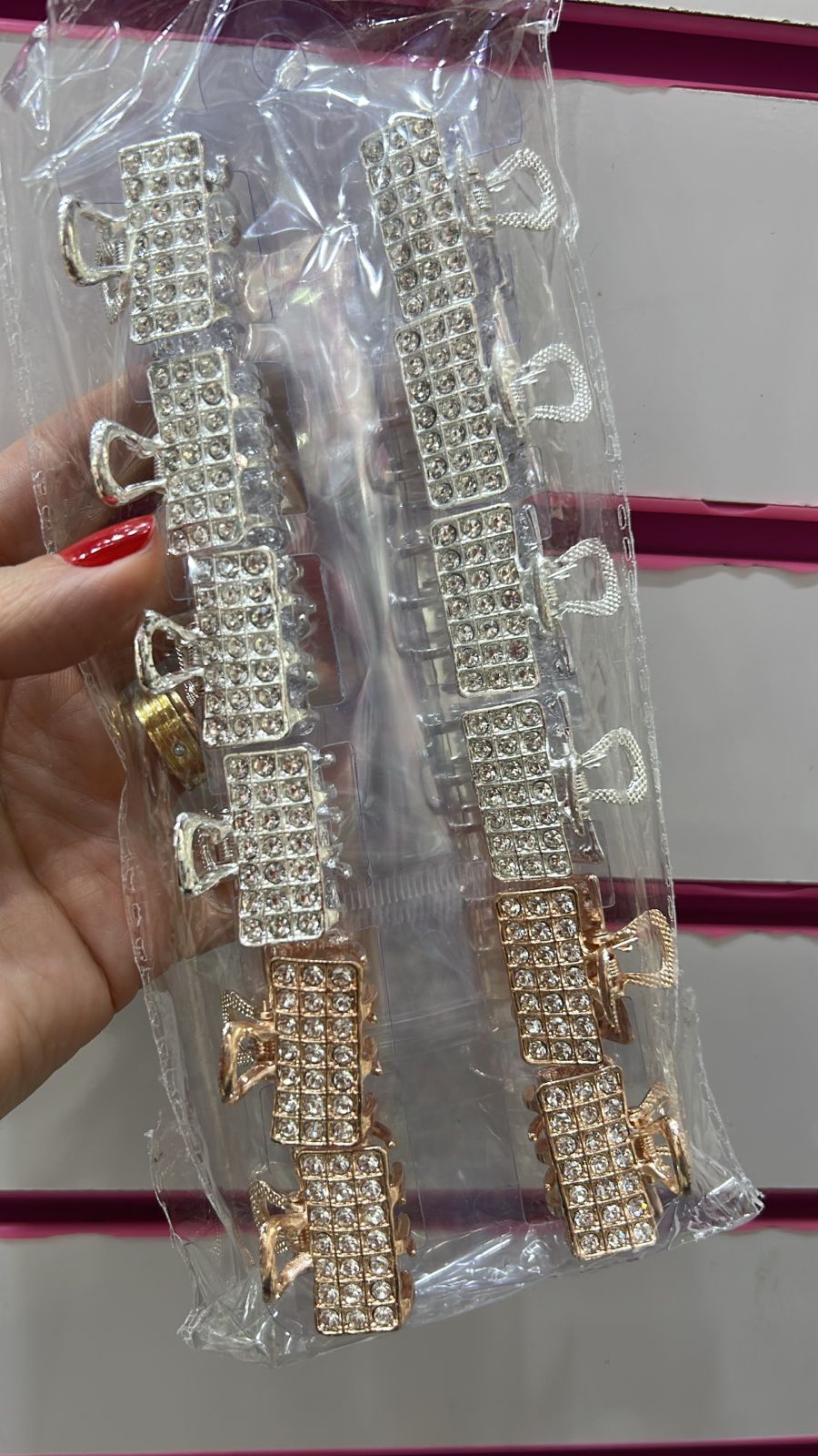 Pregadeira pp metal cravejado retangular (12 peças)