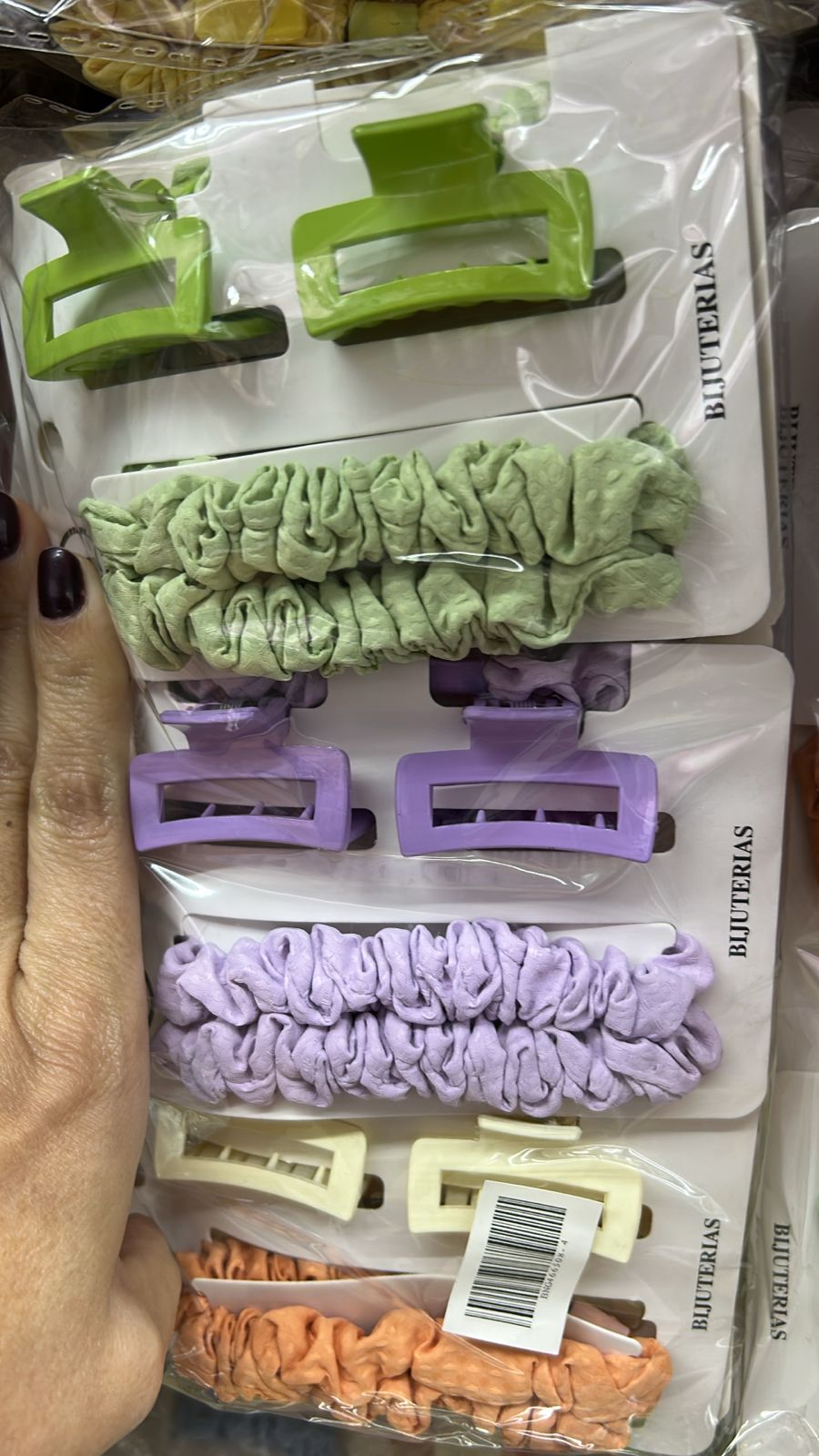 Piranha P Poliéster e Scrunchie Slim (12 cartelas com 4 peças cada cores variadas)