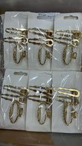 Hair Clip Dourado Bico e Piranha P Metal Oval (12 cartelas com 3 peças cada)