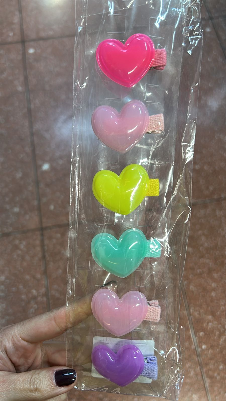 Hair Clip Infantil Jelly CORAÇÃO (6 peças cores varais)