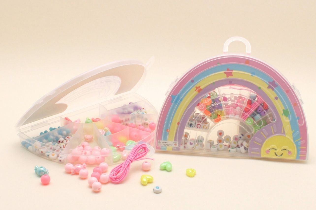 Kit para fazer pulseiras Tema Arco-íris (12 estojos)