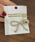 Hair Clip Laço Cravejado e dupla de grampos Cravejados (12 cartelas com 3 peças cada)