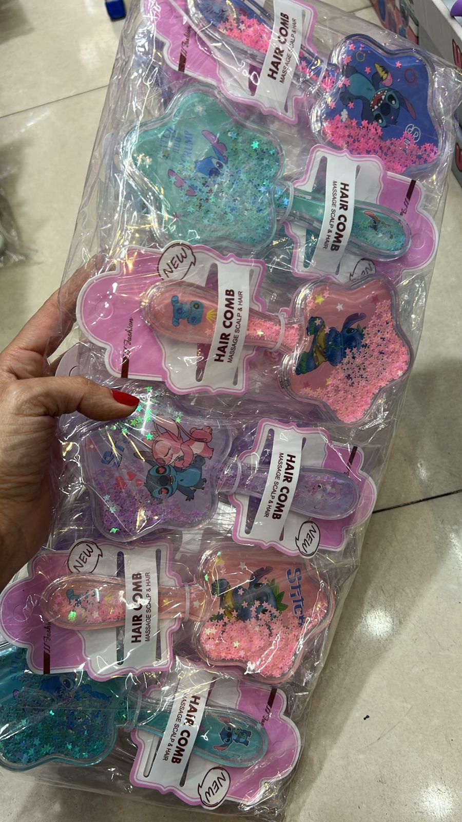 Escova de cabelo pequena Stitch (12 peças)