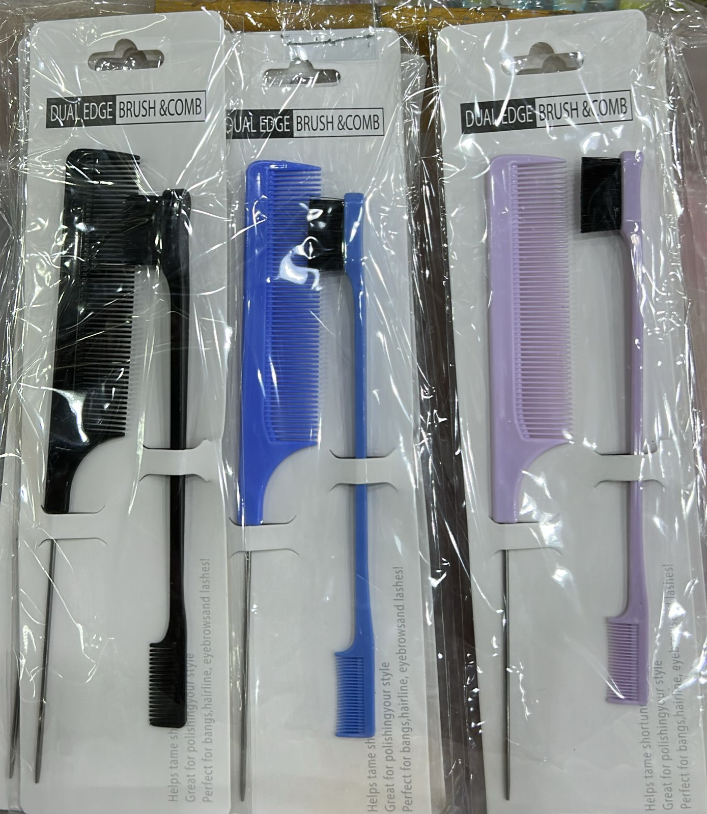Pente e escovinha para abaixar frizz (12 cartelas com 2 peças cada)