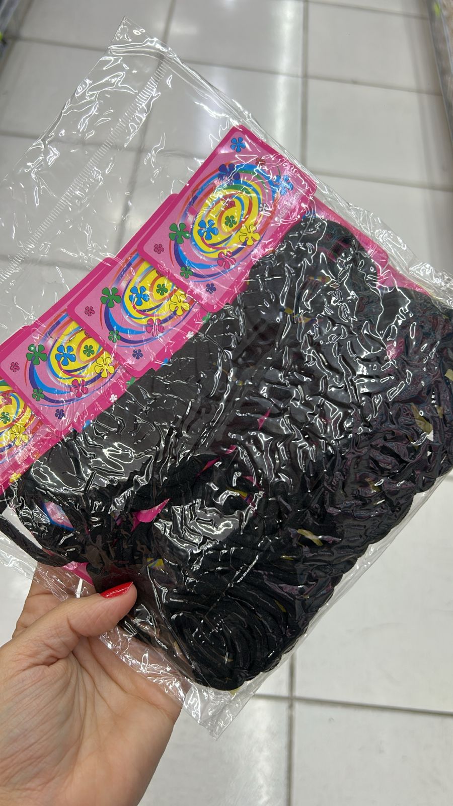 Xuxinha de Meia Média Preta (12 cartelas com 6 peças cada)