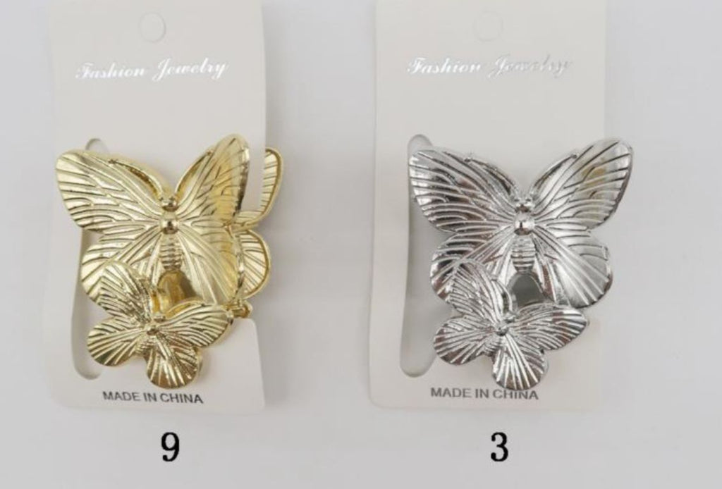 Pregadeira Metal M dupla Borboleta (12 peças 9 douradas e 3 prata)