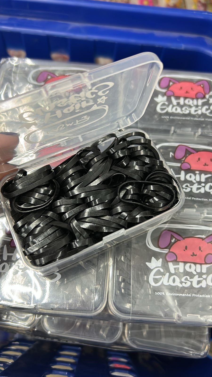 Caixa de plástico com Liguinhas de silicone preta (12 peças)