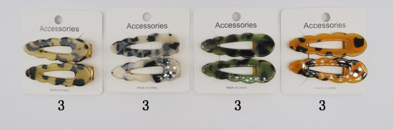 Hair Clip Acetato Mesclado Frufru (12 cartelas com 2 peças cada)