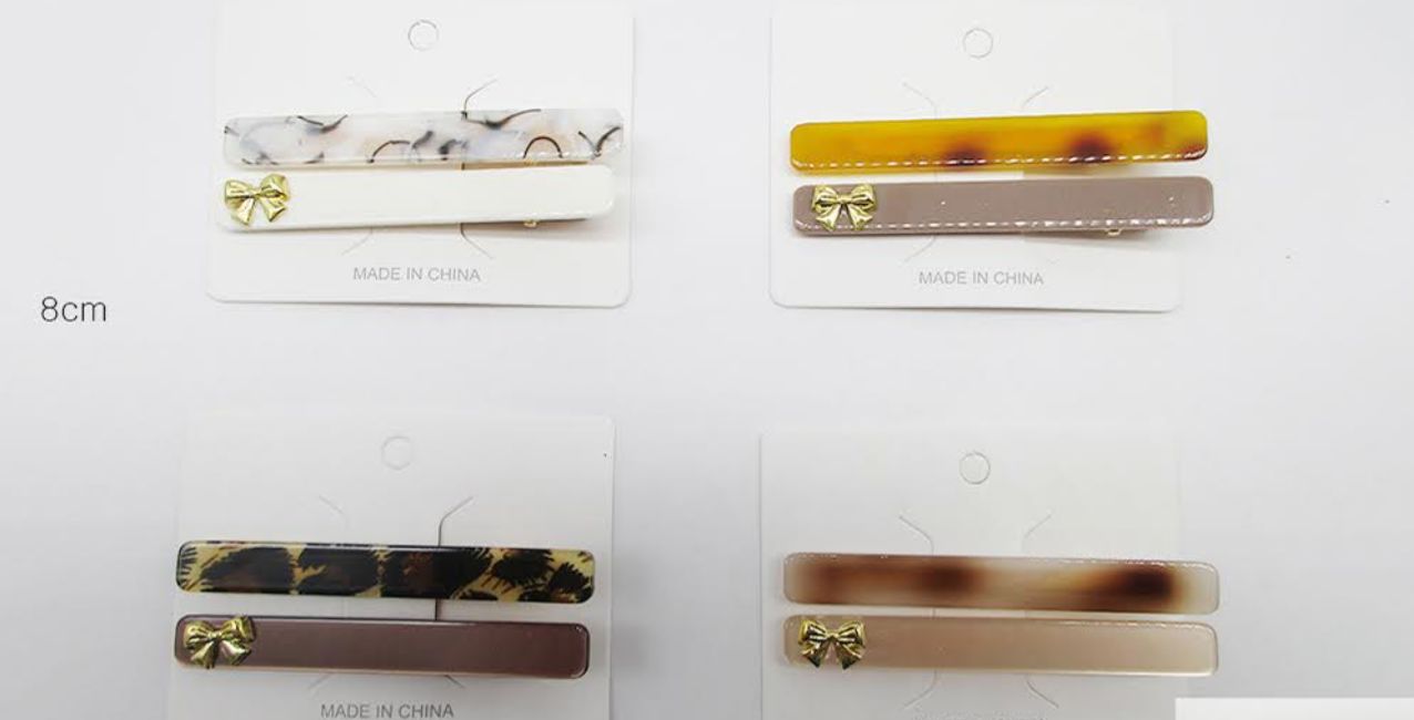Hair clip Acetato mesclado com aplique lacinho ( 12 cartelas com 2 peças cada, 3 de cada cor)