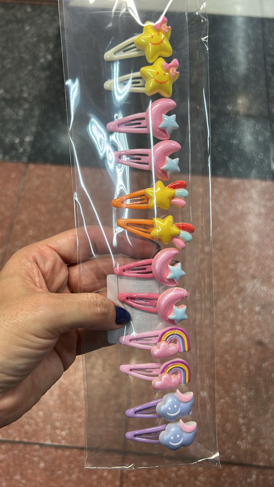 Tic tac Mini Infantil estrela, arco-íris, nuvem (cartela com 12 peças, 6 pares)