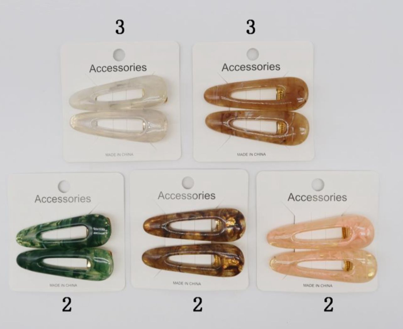 Hair Clip Acetato Bico Arredondado (12 cartelas com 2 peças cada)