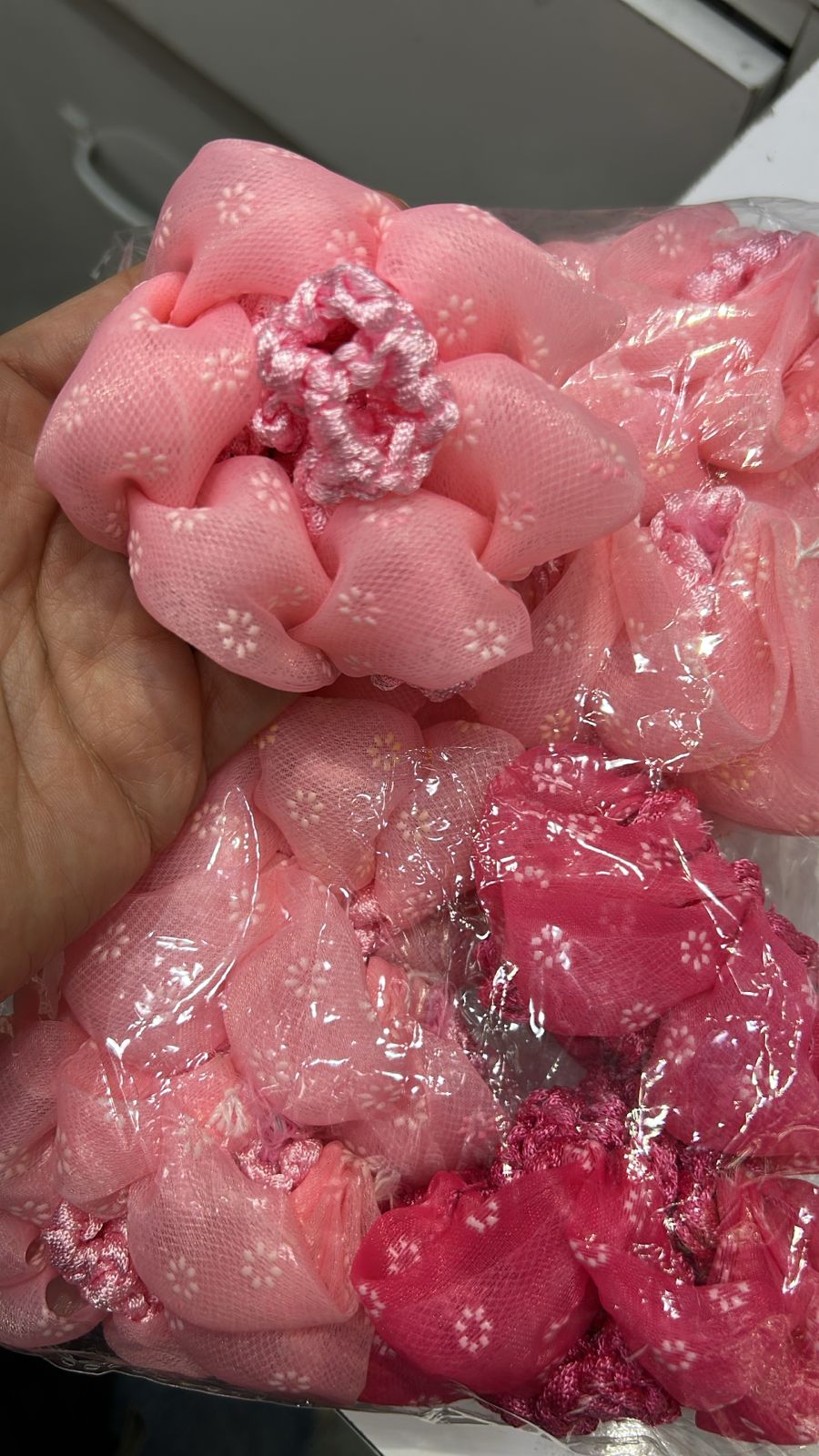 Rede de Coque com acabamento (12 peças 2 pink e 10 rosa claro)