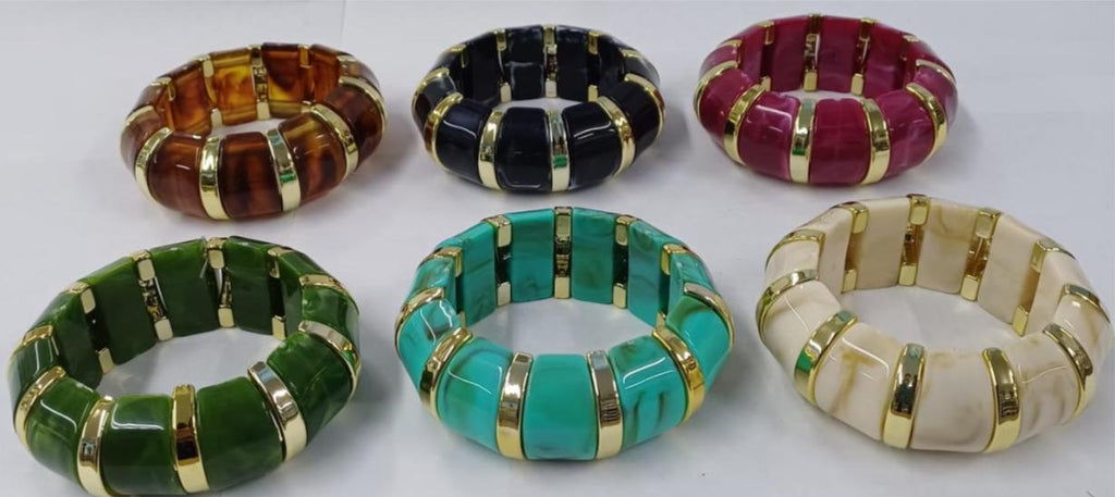 Pulseira Resinada (12 peças 2 de cada cor)