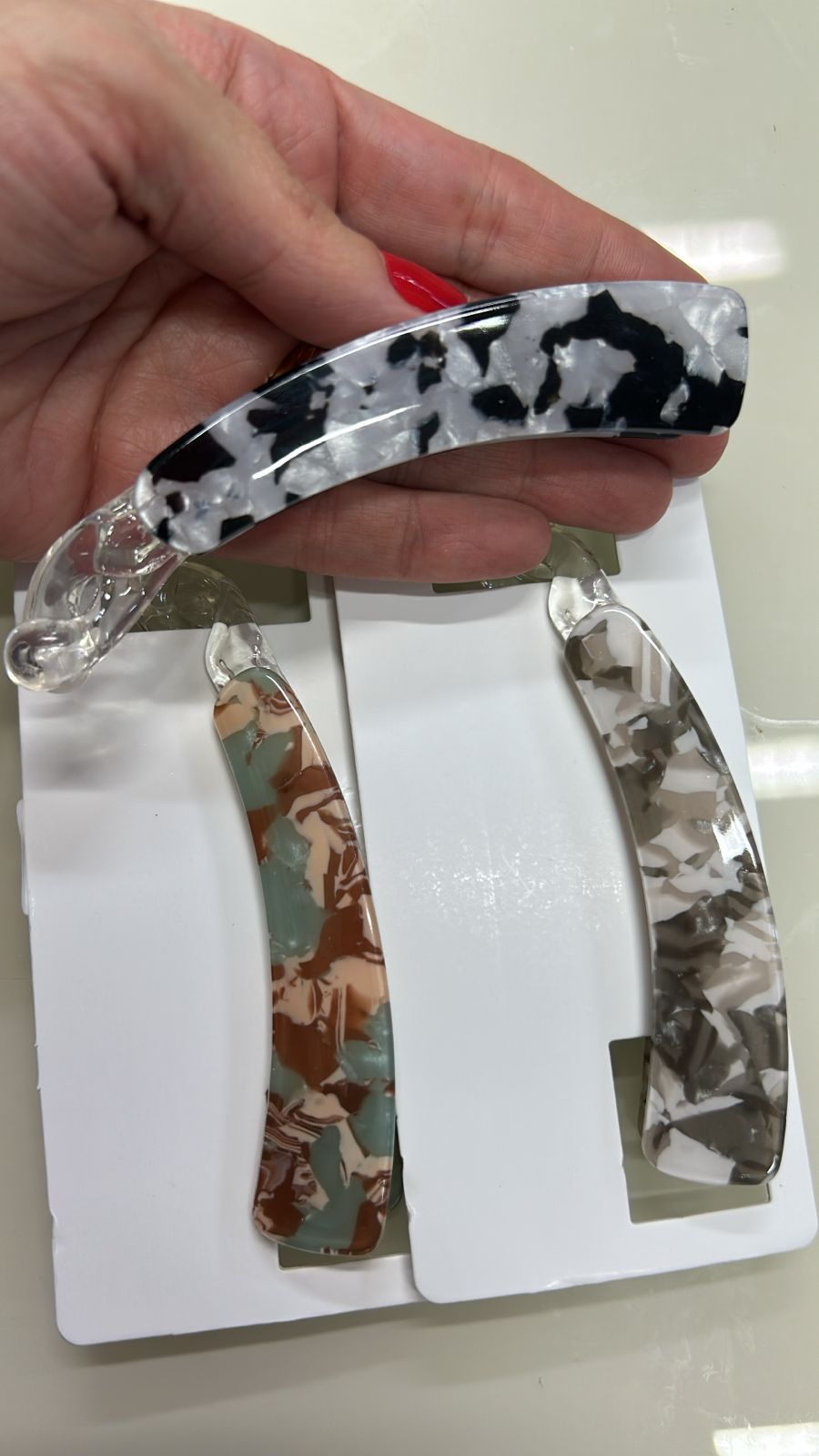 Banana de cabelo base transparente e acetato mesclado (12 peças)