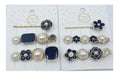 Kit hair clip e grampos adulto pedras pretas e camélia (12 cartelas com 3 peças cada)