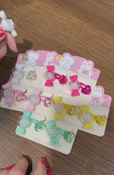 Xuxinha de Cabelo Balinha com pérolas dentro (12 cartelas com 2 peças cada)