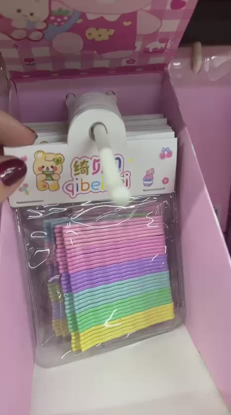 Grampos coloridos caixa expositora (12 kits com 30 peças cada)