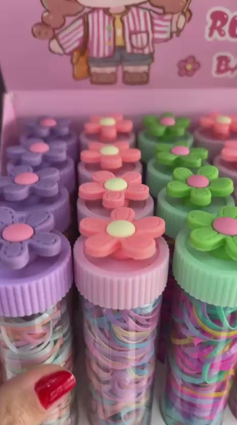Tubete com Liguinhas de silicone e tampa Flor (20 tubetes)