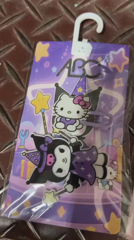 Kit hair clip e xuxinhas hello kitty lilás (12 cartelas com 4 peças cada)