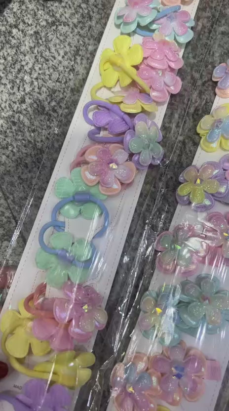 Hair Clip Infantil Flor Glitter (10 pares 20 peças)